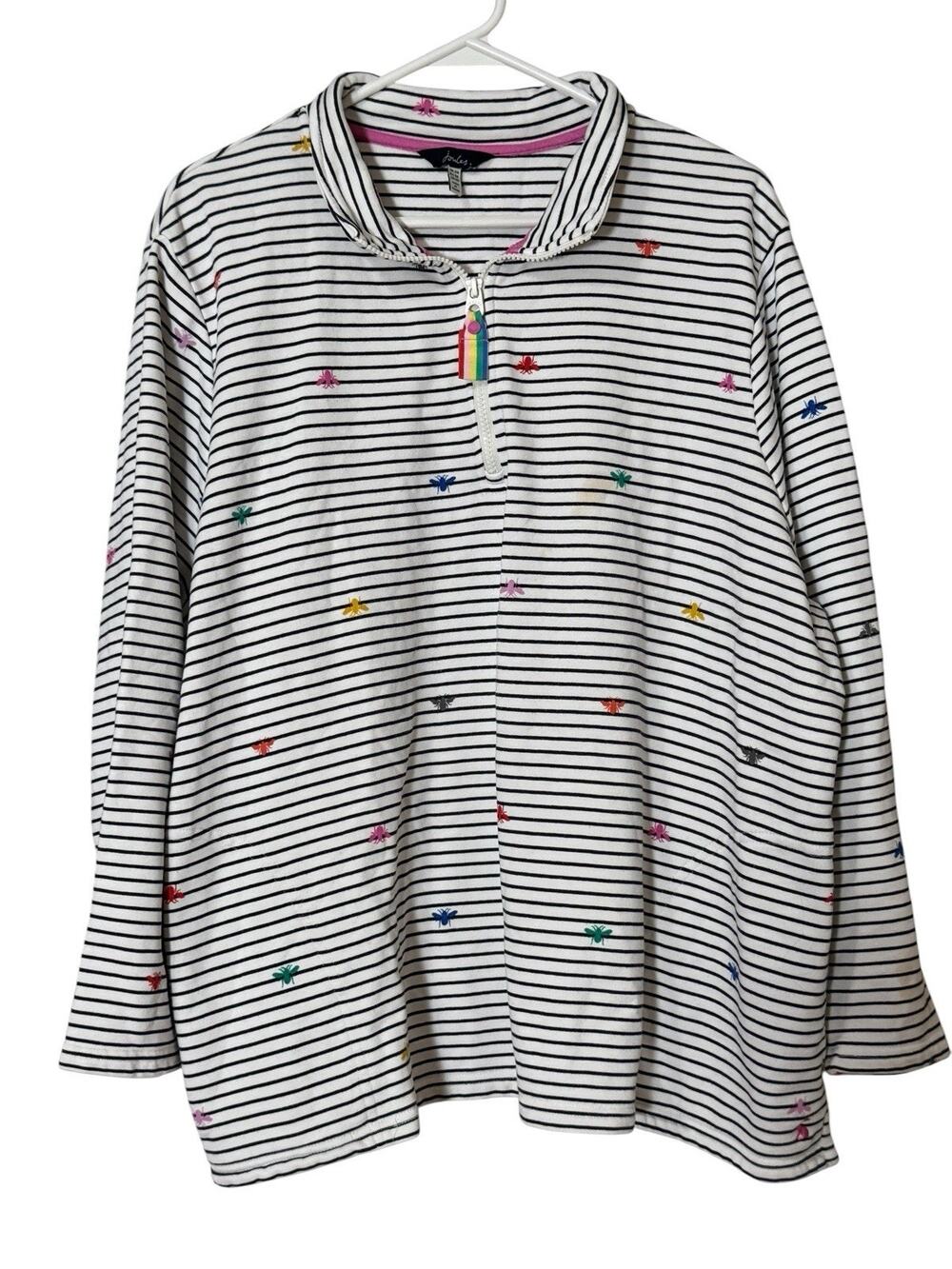 Joules Pip Print Women Size 20 Butterfly Sweatshirt 1/4 Zip Spring Modern READ